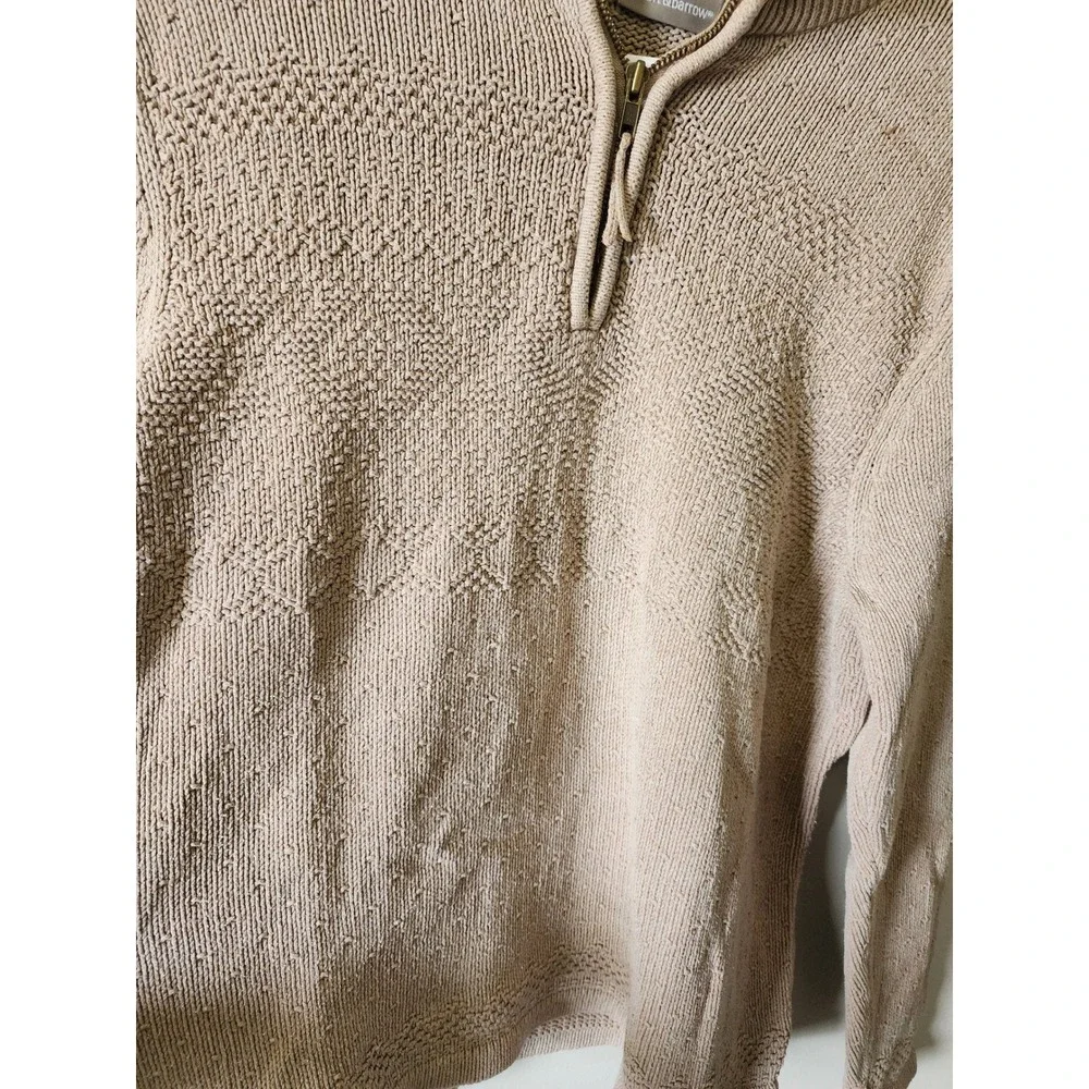 Croft & Barrow Womens XL Tan Beige Textured Knit Quarter Zip Pullover Sweater